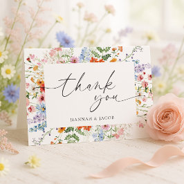 Cartão de Agradecimento de Casamento Floral de Flo