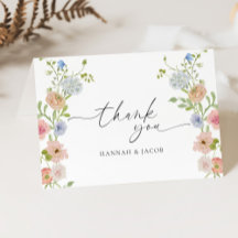 Cartão de Agradecimento de Casamento Floral de Flo