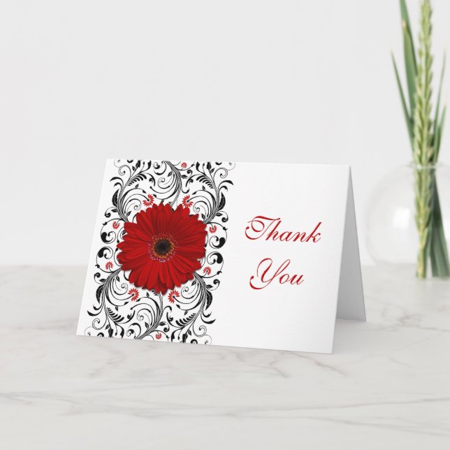 Cartão de Agradecimento de Casamento Floral de Gér (Frente)