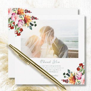 Cartão de Agradecimento de Casamento Floral de Out
