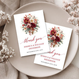 Cartão de Agradecimento de Casamento Floral de Out