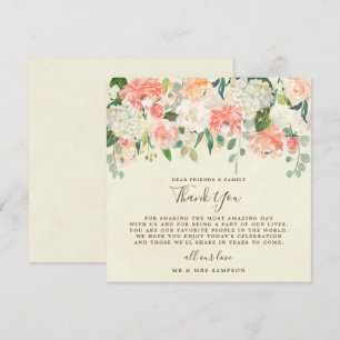 cartão de agradecimento de casamento floral de pês