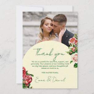 Cartão de Agradecimento de Casamento Floral Elegan