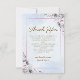 Cartão de Agradecimento de Casamento Floral Elegan