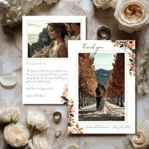 Cartão de Agradecimento de Casamento Floral Elegan