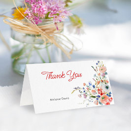 Cartão de agradecimento de casamento floral elegan