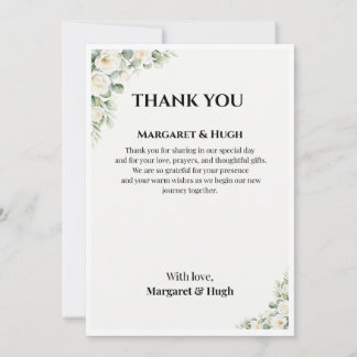 Cartão de Agradecimento de Casamento Floral Elegan
