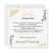 Cartão de Agradecimento de Casamento Floral Elegan