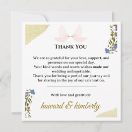 Cartão de Agradecimento de Casamento Floral Elegan