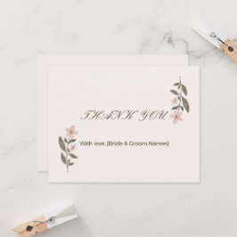 Cartão de Agradecimento de Casamento Floral Elegan