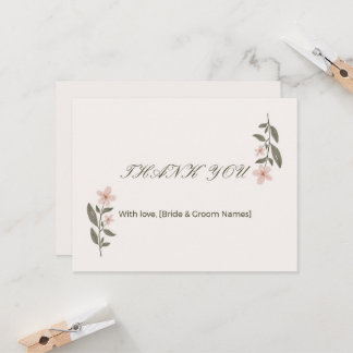 Cartão de Agradecimento de Casamento Floral Elegan
