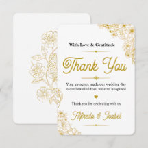 Cartão de Agradecimento de Casamento Floral em Dou