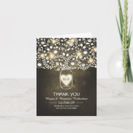 Cartão de agradecimento de casamento floral em jar