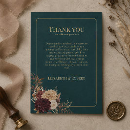 Cartão de Agradecimento de Casamento Floral Gótico
