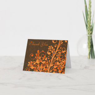 Cartão de Agradecimento de Casamento Floral Laranj