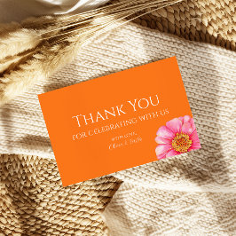 Cartão de Agradecimento de Casamento Floral Laranj
