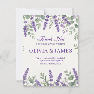 Cartão de Agradecimento de Casamento Floral Lavand