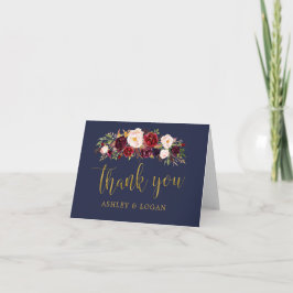 Cartão de Agradecimento de Casamento Floral Marsal