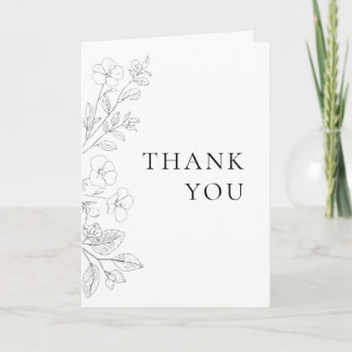 Cartão de Agradecimento de Casamento Floral Minima