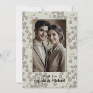 Cartão de Agradecimento de Casamento Floral Modern