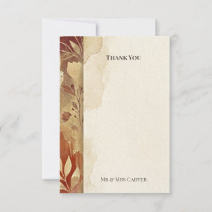 Cartão de Agradecimento de Casamento Floral Outona