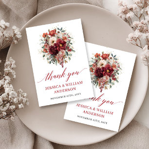 Cartão de Agradecimento de Casamento Floral Outono