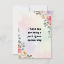 Cartão de Agradecimento de Casamento Floral Pastel