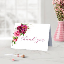 Cartão de Agradecimento de Casamento Floral Peônia