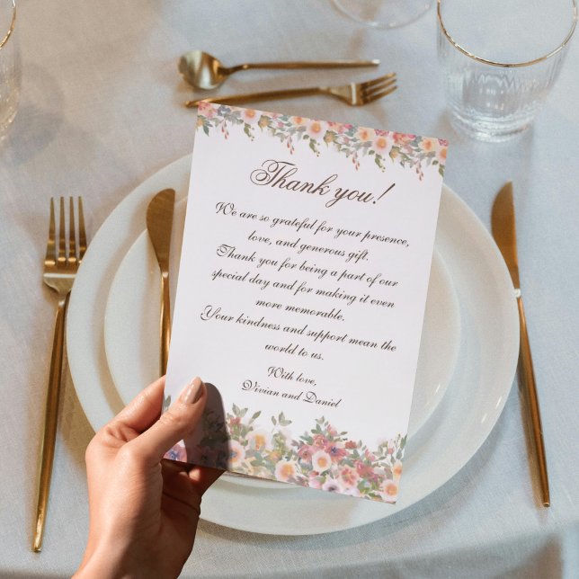 Cartão de Agradecimento de Casamento Floral Românt (Criador carregado)