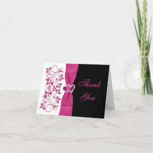 Cartão de Agradecimento de Casamento Floral Rosa,