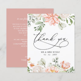 Cartão de Agradecimento de Casamento Floral Rosa B