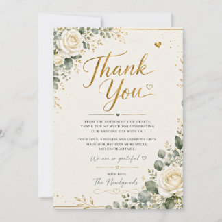 Cartão de Agradecimento de Casamento Floral Rosa C