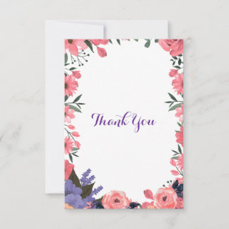 Cartão de Agradecimento de Casamento Floral Rosa L
