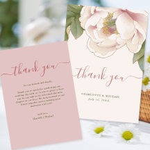Cartão de Agradecimento de Casamento Floral Rosa P