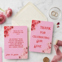 Cartão de Agradecimento de Casamento Floral Rosa R