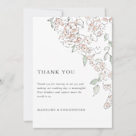 Cartão de Agradecimento de Casamento Floral Rosa S