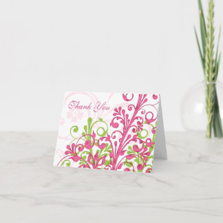 Cartão de Agradecimento de Casamento Floral Rosa V