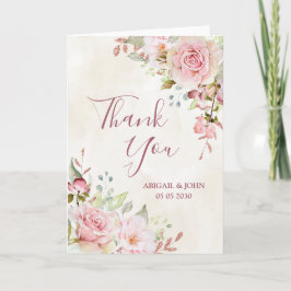 Cartão de Agradecimento de Casamento Floral Rosa V