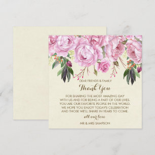 cartão de agradecimento de casamento floral roxo