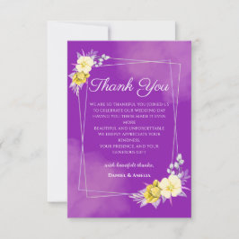 Cartão de Agradecimento de Casamento Floral Roxo