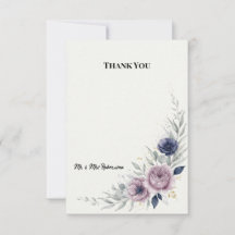 Cartão de Agradecimento de Casamento Floral Roxo A