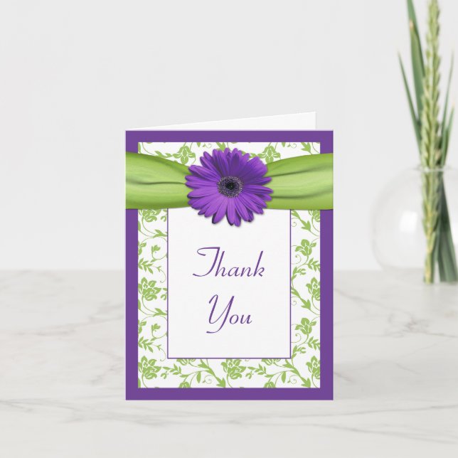 Cartão de Agradecimento de Casamento Floral Roxo V (Frente)