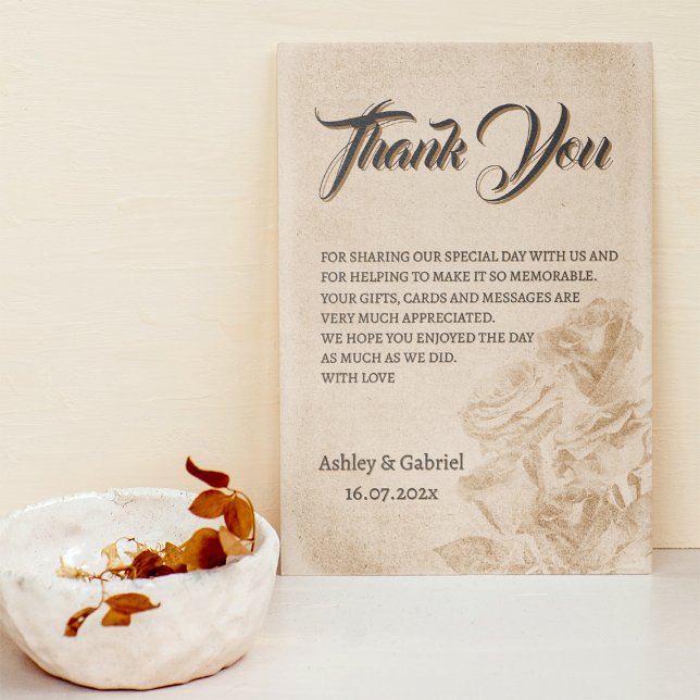 Cartão de Agradecimento de Casamento Floral Rústic (Elegant Rustic Floral Wedding Thank You Card)