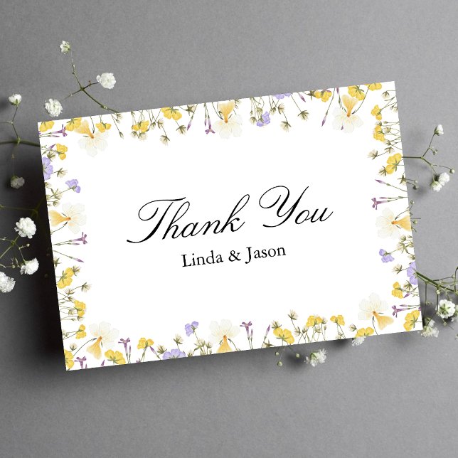 Cartão de Agradecimento de Casamento Floral Rústic (Personalized rustic floral thank you card shares warm gratitude with a charming touch.)