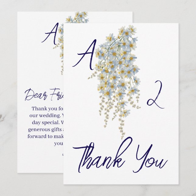 Cartão de agradecimento de casamento floral simple (Frente/Verso)
