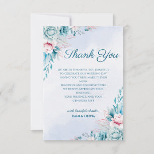 Cartão de Agradecimento de Casamento Floral Turque