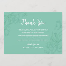 Cartão de Agradecimento de Casamento Floral Verde 