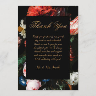 Cartão de Agradecimento de Casamento Floral Vermel