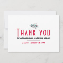 Cartão de Agradecimento de Casamento Floral Vermel