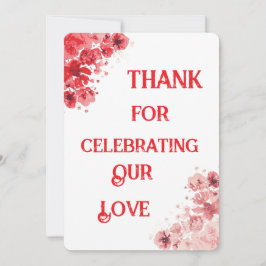 Cartão de agradecimento de casamento Floral Vermel